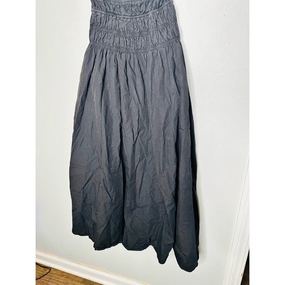 SAU LEE Black Poplin 100% Cotton Brielle Smocked Ruched Dress size US 6 - Picture 13 of 16